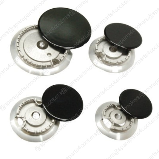 RANGEMASTER Rangecooker Burners & Caps, Set of Four, 1 Large, 2 Medium & 1 Small